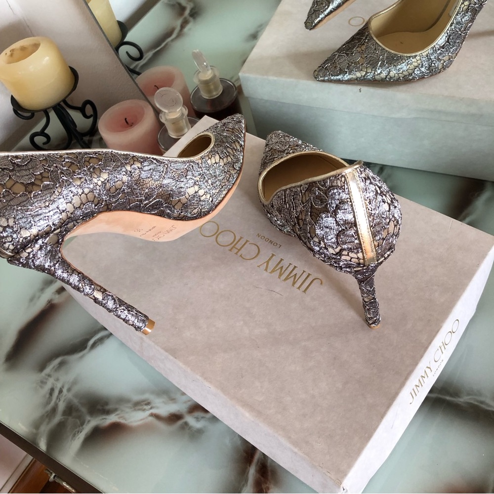 Jimmy Choo Romy 100 Satin Lace Court Shoes Stiletto Heels Women's Size 36 - Picture 7 of 14